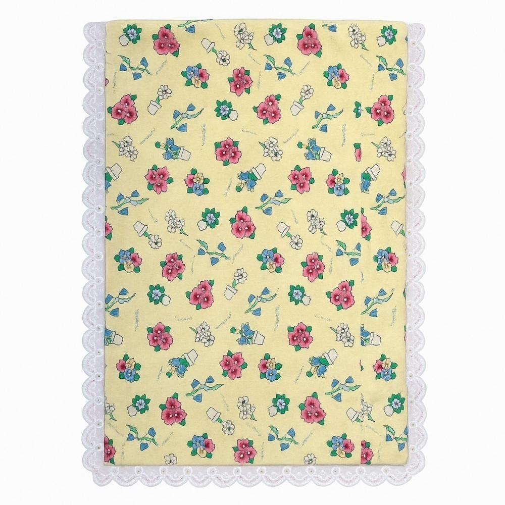 Vintage Floral Doll Blanket With Lace Trim